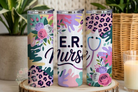 Abstract Floral Leopard Nurse Tumbler Review
