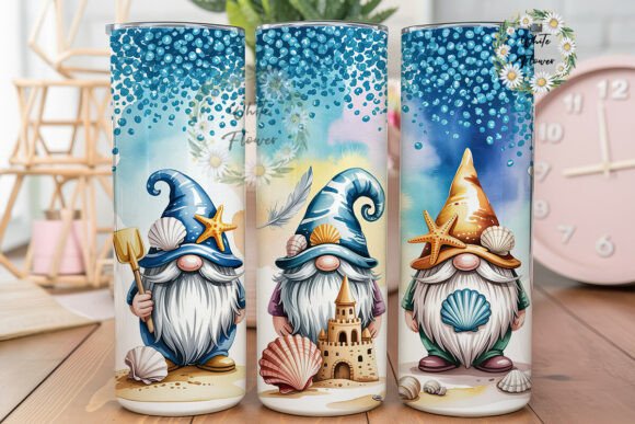 Beach Gnomes Watercolor Tumbler Wrap Design Review
