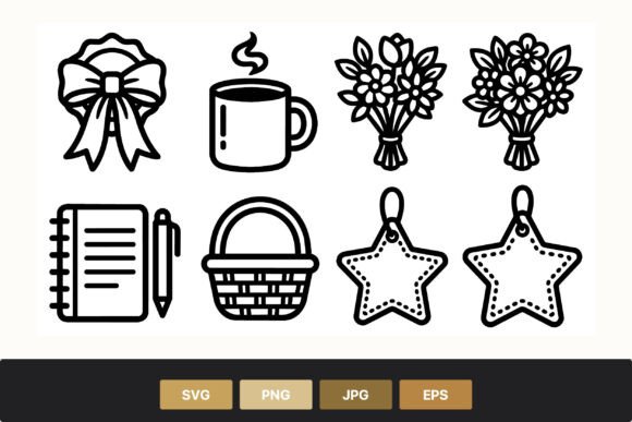 Bow Coffee Cup Flower Basket Vector Review