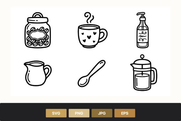 Coffee Jar and Cup Line Icons Review
