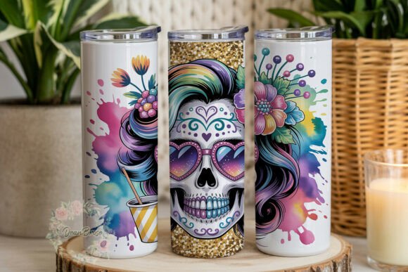 Festive Sugar Skull Glitter Tumbler Wrap Design Review