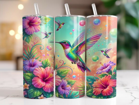 Floral Hummingbird Teal Glitter Tumbler Review