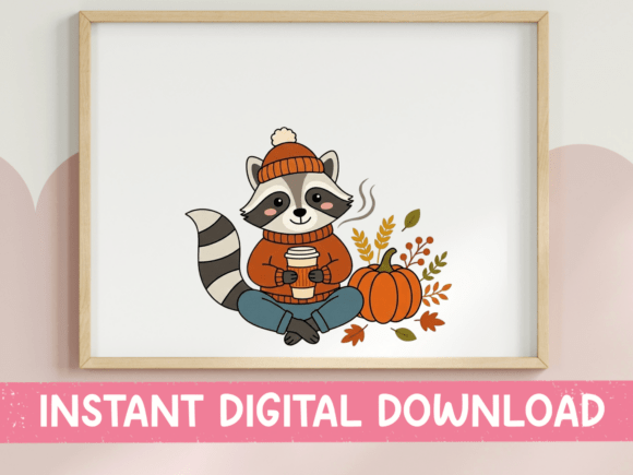 Hello Pumpkin Cute Raccoon Fall SVG PNG