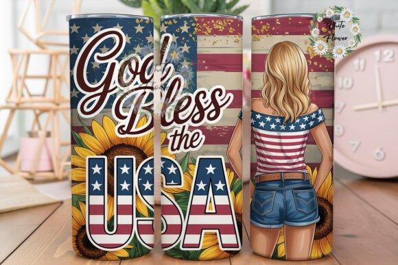 Patriotic Sunflower Girl Tumbler Wrap Design Review