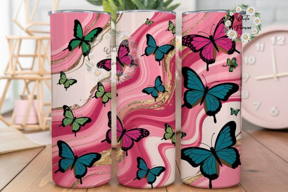 Pink Marble Butterfly Tumbler Wrap Design Review