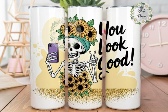 Sassy Skeleton Sunflower Tumbler PNG Review