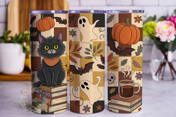 Spooky Cozy Fall Cat Ghosts Tumbler Wrap Review