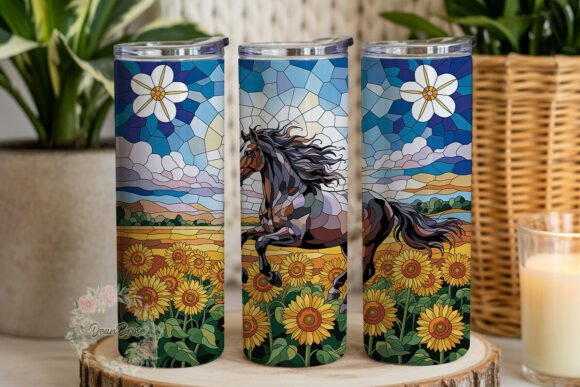 Stained Glass Horse Sunflower Tumbler Review