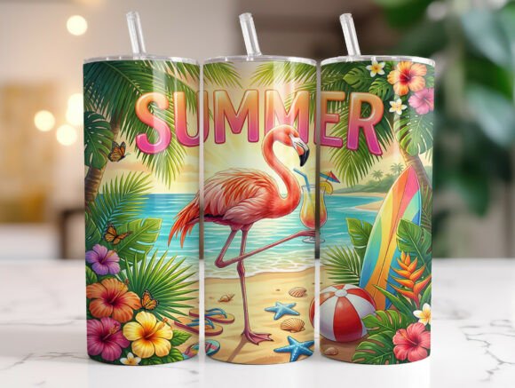 Summer Flamingo Beach Tumbler Wrap Review