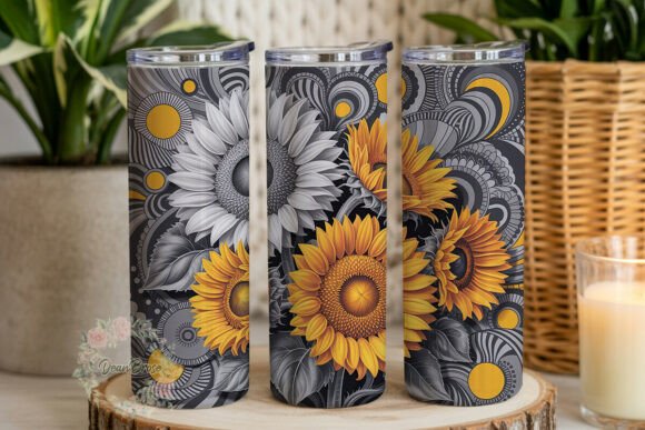 Sunflower Zentangle Tumbler Wrap PNG Review