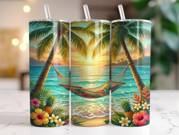Tropical Beach Hammock Tumbler Wrap Review