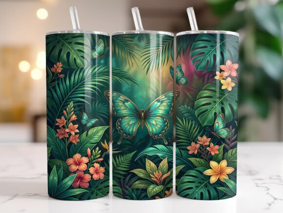 Tropical Butterfly Skinny Tumbler Wrap Review