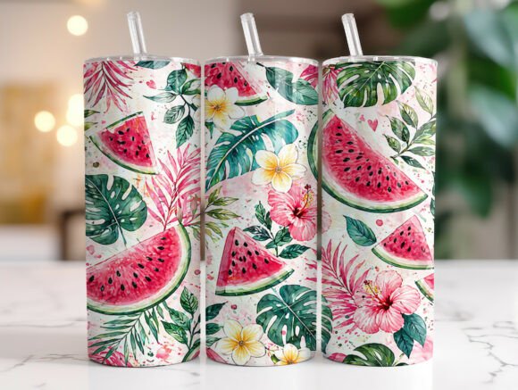 Tropical Watermelon Summer Tumbler Wrap