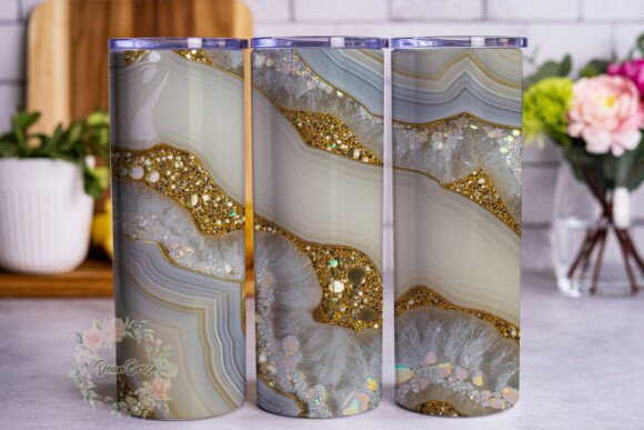 White Gold Agate Glitter Tumbler Wrap Review